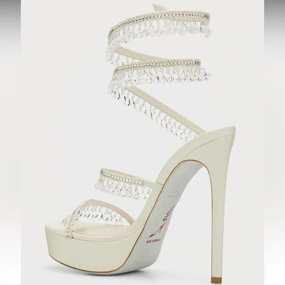 Rene Caovilla Chandelier Snake Beaded Crystal Wrap Stiletto platform heels 36.5 - Picture 6 of 7